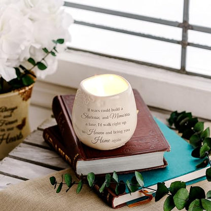 Pavilion Gift Company - Staircase to Heaven 8 oz Bereavement Candle, Memorial Gifts for Loss of Mother Father Friend Loved One, Remembrance, Condolences, Sympathy, 1 Count, Cream - style: Modern
