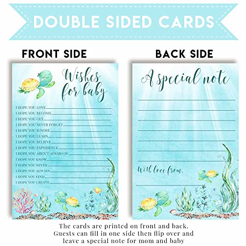 Little Hatchling Cute Sea Turtle Sea Life Baby Wishes Cards 20, 4"x6" - Great Keepsake and Fun Activity for Baby Showers - Wishes for Baby Keepsakes Last Generations - Fill-In, Double-Sided Cards - style: Hatchling Cute Sea Turtle