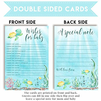 Little Hatchling Cute Sea Turtle Sea Life Baby Wishes Cards 20, 4"x6" - Great Keepsake and Fun Activity for Baby Showers - Wishes for Baby Keepsakes Last Generations - Fill-In, Double-Sided Cards - style: Hatchling Cute Sea Turtle