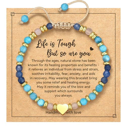 yupoxiu Natural Stone Bracelets - Inspirational Birthday Gifts for Women | Thinking of You & Get Well Soon Gifts for Women, Unique Jewelry Gift for Friend, Sister, Her - style: G-Blue Aventurine & Life