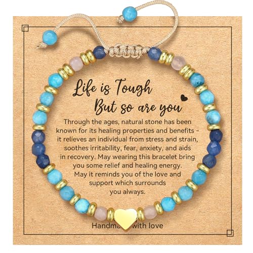 yupoxiu Natural Stone Bracelets - Inspirational Birthday Gifts for Women | Thinking of You & Get Well Soon Gifts for Women, Unique Jewelry Gift for Friend, Sister, Her - style: G-Blue Aventurine & Life