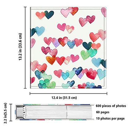 Fintie Photo Album 4x6 Photos - 600 Pockets Large Capacity Albums Book | Vegan Leather Cover, 4X6 Picture Keepsakes, Family/Wedding/Travel Memory Book, Baby/Kids/Boys/Girls Gift, Raining Hearts - color: Raining Hearts