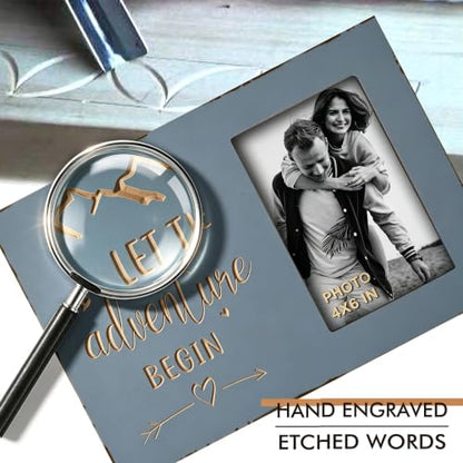 Wedding Engagement Picture Frame Gifts for Couples Let the Adventure Begin - color: Cool Grey Adventure