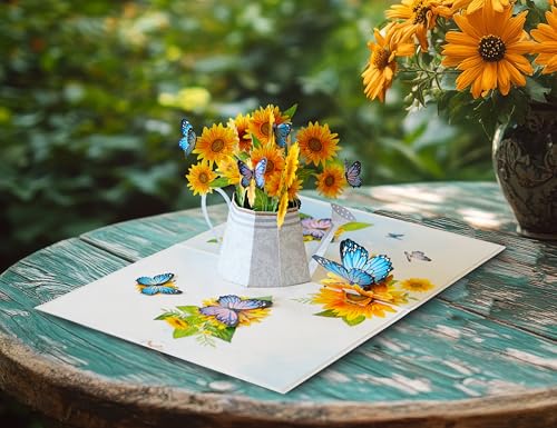Sunflower Watering Can Get Well Soon Card, Sympathy Cards, Thinking of You Pop Up, Mothers Day Card, 6x8in 3D Birthday Cards for Women for Wife, Her, Sister, Grandma (Sunflower Watering Can). - color: Sunflowr Watering Can
