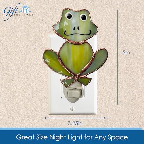 Gift Essentials Green Frog Plug-in Night Light - Stained Glass Nightlight | Green Frog Stained Glass Plug-in Nightlight with On/Off Rocker Switch. Includes One 4-Watt Replaceable Warm-Glow Bulb. - color: Frog