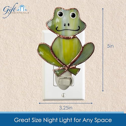 Gift Essentials Green Frog Plug-in Night Light - Stained Glass Nightlight | Green Frog Stained Glass Plug-in Nightlight with On/Off Rocker Switch. Includes One 4-Watt Replaceable Warm-Glow Bulb. - color: Frog