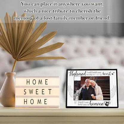 Sympathy Picture Frame, Memorial Gifts for Loss of Husband, Remembrance Gifts Photo Frame, 4x6 Bereavement Photo Frame for Tabletop Display Photo Insert - L06 - style: loss of husband 2