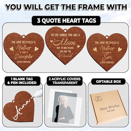 vinatimes Walnut Rotating Picture Frame for Mom Floating Frame 4x6 Photo Double-Side Mama Nana Step Mother-in-law Christmas Birthday Gifts Mother's Day Family Frame Tabletop Display HU-KX-MOM-WAL-A8 - color: 4. Mom - Walnut, size: 9"x8.2"
