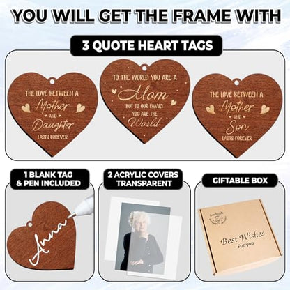 vinatimes Walnut Rotating Picture Frame for Mom Floating Frame 4x6 Photo Double-Side Mama Nana Step Mother-in-law Christmas Birthday Gifts Mother's Day Family Frame Tabletop Display HU-KX-MOM-WAL-A8 - color: 4. Mom - Walnut, size: 9"x8.2"