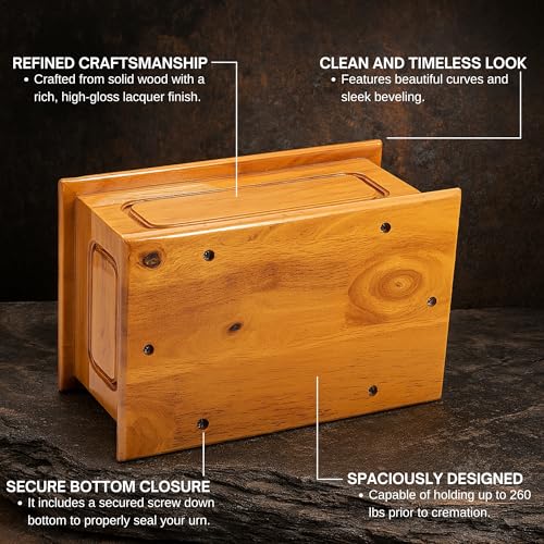 Bey-Berk Deering Moments Solid Wood Cremation Urn, up to 260lb