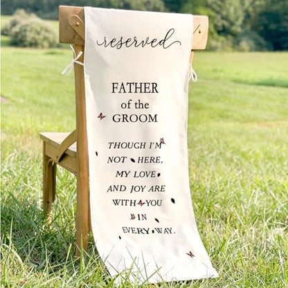 Reserved Signs for Wedding, Memorial Wedding Chair Sign, In Loving Memories Wedding Sign, Pick a Seat Not a Side Save a Seat for Someone in Heaven Linen Reserved Decorations, Father of the Groom - style: Father of Groom