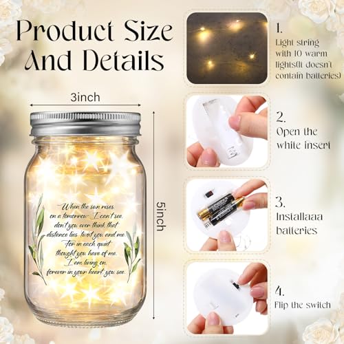 3 Pack Condolences Gift for Loss Mason Jar Light for Loss of Loved One, Bereavement Mason Jar Night Light Bereavement Sympathy Gift for Mother Father Grandma Family, Those We Love Don't Go Away - style: Memorial