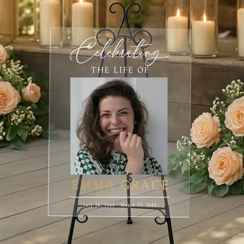 Personalized Funeral Welcome Sign - Celebration Of Life Decoration, Funeral Sign | Memorial Sign | Funeral Décor, Celebration Of Life Decorations Yard Signs, In Loving Memory Sign - color: Color 2