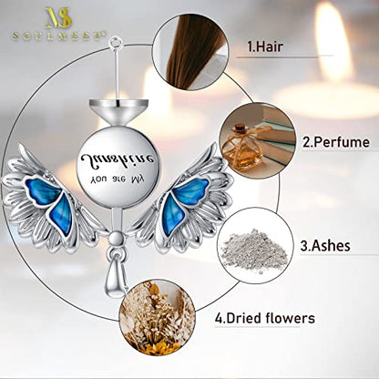 SOULMEET Cremation Jewelry for Ashes, Sterling Silver Urn Necklace for Ashes Women Men, Cherish Memories Cremation Jewelry to Keep Someone Near to You - color: J-Oxidation black Sunflower Butterfly