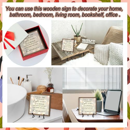 Sympathy Desk Decor Sign, Celebration Of Life Decorations, Desk Decor Signs For Home Bedroom, There Are Some Who Bring A Light Sign, Wooden Decoration With Stand -D03 - style: Brown WoodSign4