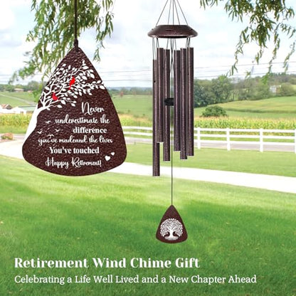 Retirement Gifts for Women/Men - 32" Wind Chimes Happy Retirement Gift for Coworker Colleague Boss Teacher Nurse - Farewell Appreciation Gifts Never Underestimate the Difference You've Made - color: Retirement