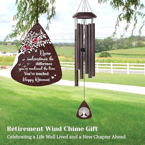 Retirement Gifts for Women/Men - 32" Wind Chimes Happy Retirement Gift for Coworker Colleague Boss Teacher Nurse - Farewell Appreciation Gifts Never Underestimate the Difference You've Made - color: Retirement