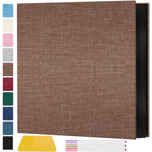 Zesthouse Photo Album Self Adhesive Pages, 60 Pages Magnetic Scrapbook Albums with Sticky Page, Photos Album Holds 8x10 & 5X7 & 4x6 & 6x8 & 3x5, Large Picture Book Ideal Gift for Family Wedding Baby - color: Coffee, size: 11"x10.6"/Black 60 Pages