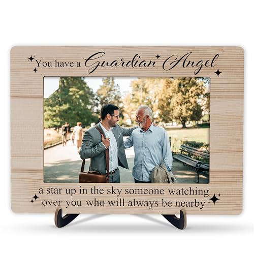 Memorial Picture Frame - Sympathy Wooden Photo Frame With Stand, Bereavement Gifts For Loss Of Loved One, Condolences Grief Frame Gifts Memorial Decorations, A41 - color: You Have A Guardian Angel