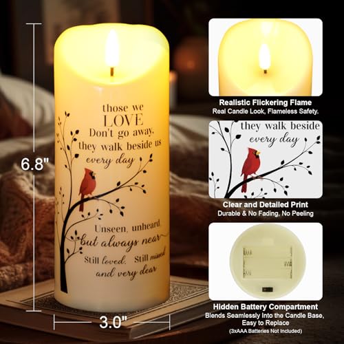 LED Flameless Memorial Candle with Remote, Sympathy Gift for Loss of Loved