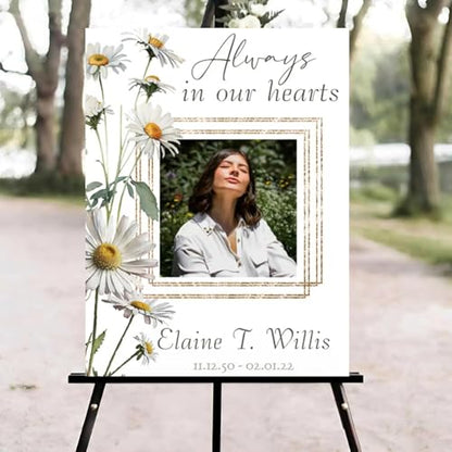 Wildflower White Celebration of Life Welcome Sign, Funeral Welcome Sign, in Loving Memory Sign, Celebration of Life Funeral Sign, Celebration of Life Sign, Memorial Sign with Photo #Tf222 - color: Version #24