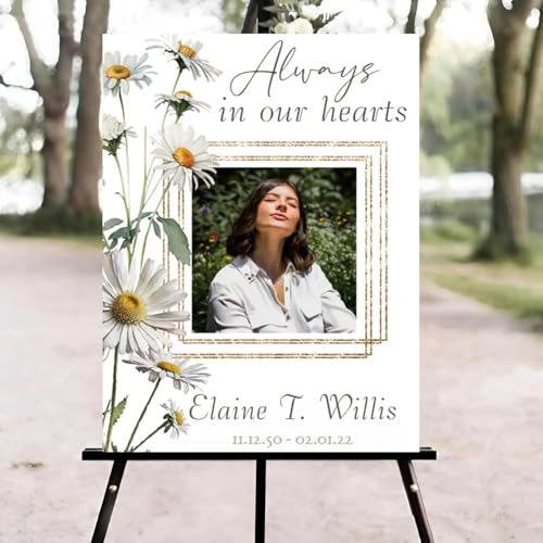 Wildflower White Celebration of Life Welcome Sign, Funeral Welcome Sign, in Loving Memory Sign, Celebration of Life Funeral Sign, Celebration of Life Sign, Memorial Sign with Photo #Tf222 - color: Version #24