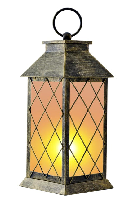 18" Solar Lanterns Outdoor Waterproof Flickering Flame Patina - color: Antique Patina