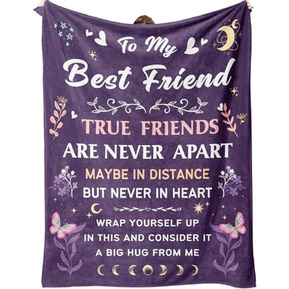 Best Friend Blanket Gifts on Christmas, Friendship Blanket Gifts for Women, Work Bestie, BFF, Soul Sister, for Women Friends on Mothers Day, Birthday, Xmas, to My Friend Throw Blanket, 60"x50" - color: Purple