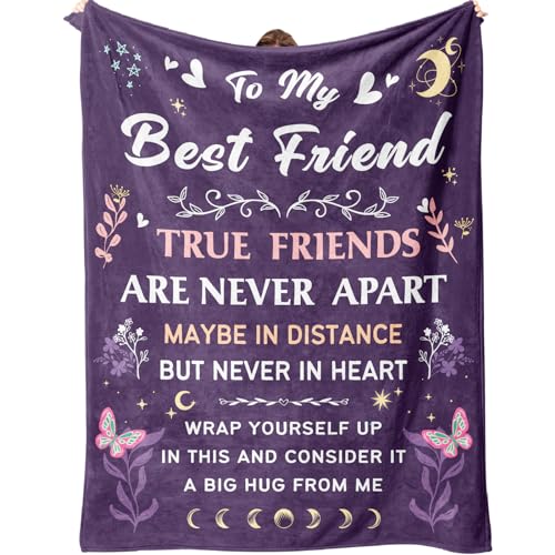 Best Friend Blanket Gifts on Christmas, Friendship Blanket Gifts for Women, Work Bestie, BFF, Soul Sister, for Women Friends on Mothers Day, Birthday, Xmas, to My Friend Throw Blanket, 60"x50" - color: Purple