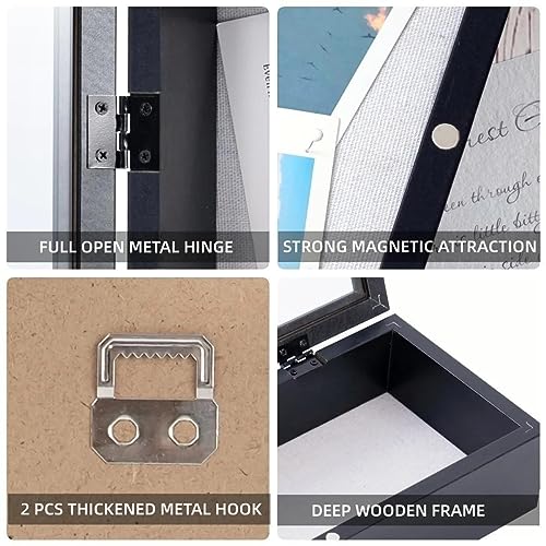 Muzilife 12.5x5 Shadow Box Wood Picture Frame, 2.16 Deep, Real Glass, Black - color: Black, size: 12.5x5