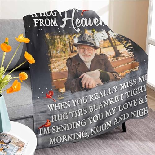 Custom Memorial Blanket with Photo - Sympathy Gift for Loss of Loved One - color: Style 12
