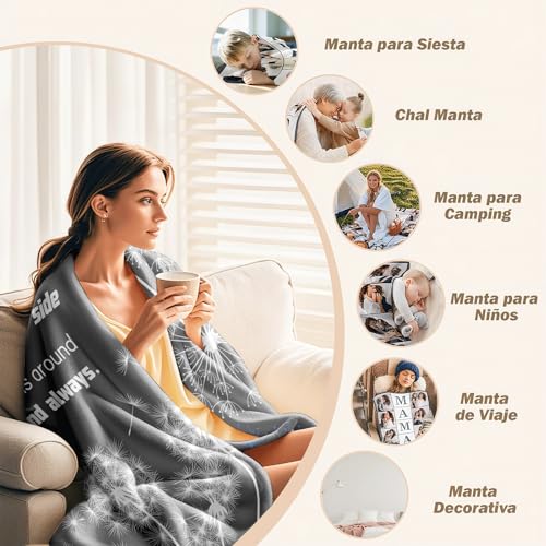 Hugs From Heaven Sympathy Throw Blanket, 50 x 60 Inch, Memorial Bereavement Gift for Loss of Loved One, Dandelion Quote Comfort Blanket for Mom Dad Family Friend, Condolence Remembrance (Heaven)