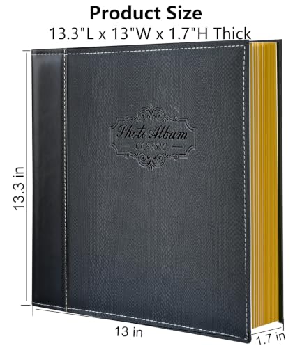 Black Large Self-Adhesive Photo Album, PU Leather Cover - color: Black, size: Large