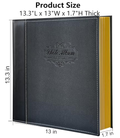 Black Large Self-Adhesive Photo Album, PU Leather Cover - color: Black, size: Large
