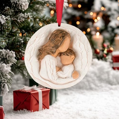 3D Mom Christmas Ornament 2026, Mom Birthday Gifts - Mother and Kid Figurine Gifts for Christmas Tree - Mother's Day for Mother with Toddlers - style: Mom & Baby