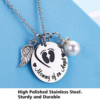 LParkin Miscarriage Gifts For Mothers Memorial Necklace For Mommy of an Angel Sympathy Wing Gift - color: Necklace