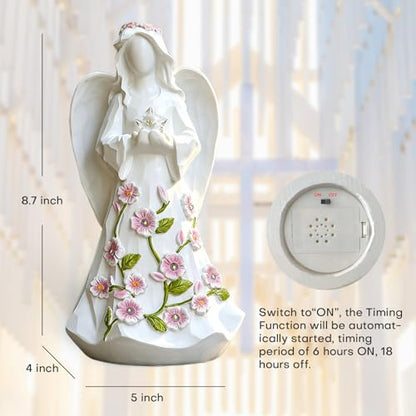 Guardian Angel Figurines Resin with Light Star Battery Operated Gift Decor