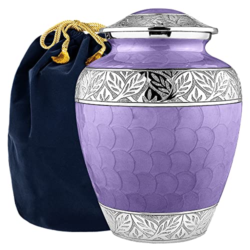 Trupoint Memorials Cremation Urns for Human Ashes, Silver Lining Decorative Burial Urns for Male and Female, Funeral Memorial Urn for Women and Men - Purple, XL (300 LB) - color: Purple, size: Extra Large
