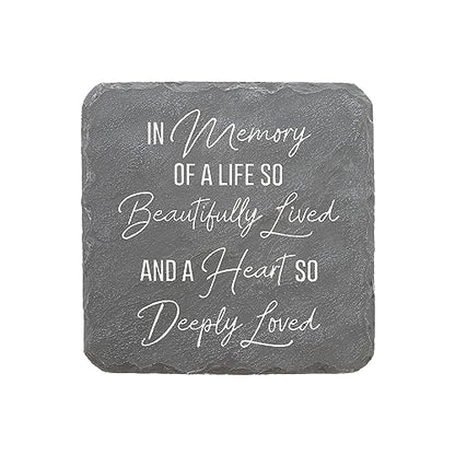 Pavilion Gift Company – Life So Beautifully Lived – 7.75” Indoor Outdoor Weatherproof Decorative Garden Stepping Stone Beloved Grave Memorial in Memory Bereavement Remembrance Loss Gift