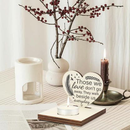 Memorial Tealight Candle Holder with “Those We Love Don’t Go Away” Verse, Heart-Shaped Remembrance Plaque, Sympathy Bereavement Gift, LMM6 - color: Those We Love Don’t Go Away
