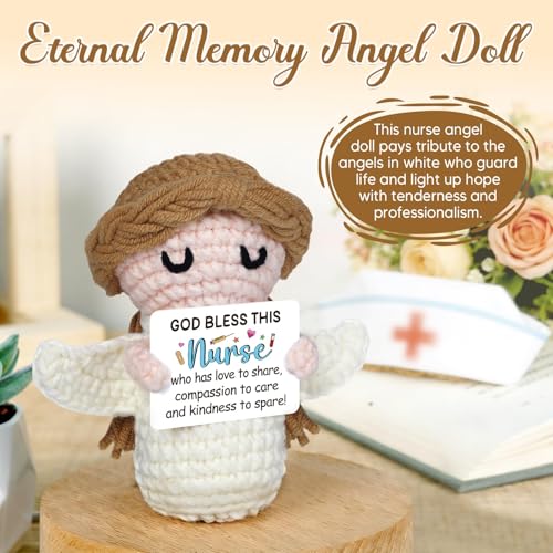 Nurse Gifts - Positive Crochet Angel - Nurse Week, Retirement Gifts, Birthday, Appreciation Gift for RN Registered Practitioner, LPN, Nursing School Graduation - Bulk Gift for Hospital Staff - style: Nurse Gifts