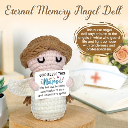 Nurse Gifts - Positive Crochet Angel - Nurse Week, Retirement Gifts, Birthday, Appreciation Gift for RN Registered Practitioner, LPN, Nursing School Graduation - Bulk Gift for Hospital Staff - style: Nurse Gifts