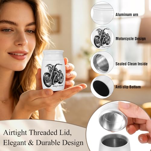 SOITIS Small Urns for Human Ashes Keepsake-Aluminum 2.76 Inch Mini Urn with Gift Box, Memorial Motorcycle Urns for Human Ashes, Sharing Cremation Urns for Human Ashes