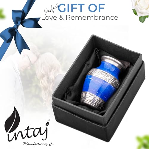 Marbled Metal Keepsake Urn for Human Ashes, Mini 6 Cu in, Blue - color: Blue, size: Small (Set of 1)