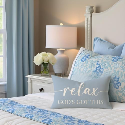 Dusty Blue Decorative Pillow Covers 12x20 Set of 2, Christian Gifts - color: Dusty Blue
