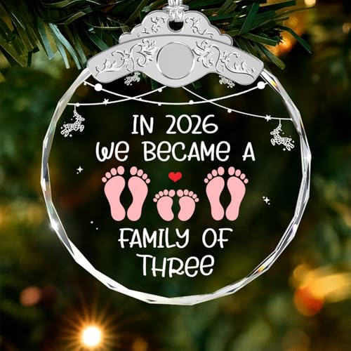 Family of Three Ornament 2026 - Mother's Day for Mom Dad - Baby First Ornament - Newborn Baby Boy Girl - First Time Mommy Daddy Gifts - Pregnancy, Newborn Gifts - color: Family of Three 2026