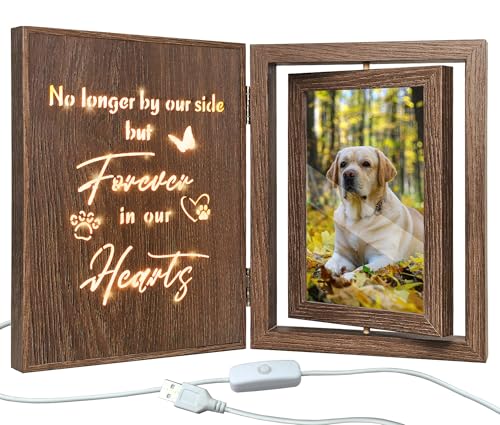 EYITUPC Lighted Pet Memorial Frame: Dog or Cat Loss, No Longer by Our Side - color: Forever in Our Hearts