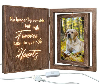 EYITUPC Lighted Pet Memorial Frame: Dog or Cat Loss, No Longer by Our Side - color: Forever in Our Hearts