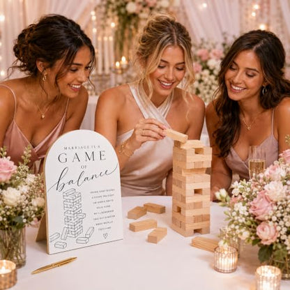 Marriage Is a Game of Balance Sign, Tumbling Tower Game Sign - color: Tumbling Tower