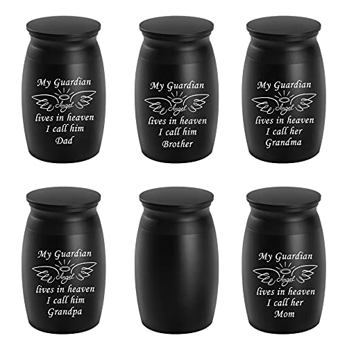 Personalized Custom Urns for Ashes, 2.8“ High Small Cremation Urns, Handcrafted Keepsake Urn for Family, Beautiful Peaceful Decorative Urns, Engraved Date or Name Funeral Urn Designed for Sharing - style: Angel Keepsake Engraving 2.8" Black